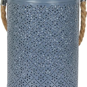 Alpine Corporation SKY668SLR-HH-DKBL Solar Hanging Decorative Lantern with LED Lights, Décor for Garden & Patio, 10" H, Blue