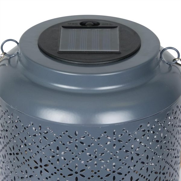 Alpine Corporation SKY668SLR-HH-DKBL Solar Hanging Decorative Lantern with LED Lights, Décor for Garden & Patio, 10" H, Blue - Image 5