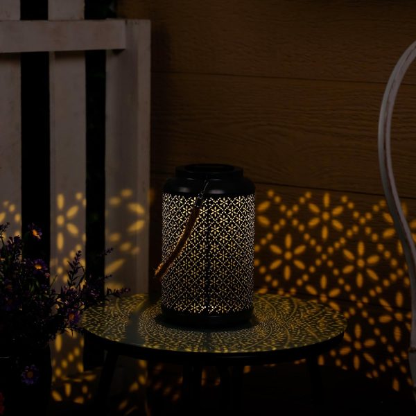 Alpine Corporation SKY668SLR-HH-DKBL Solar Hanging Decorative Lantern with LED Lights, Décor for Garden & Patio, 10" H, Blue - Image 7