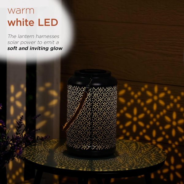 Alpine Corporation SKY668SLR-HH-DKBL Solar Hanging Decorative Lantern with LED Lights, Décor for Garden & Patio, 10" H, Blue - Image 11
