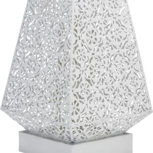 Alpine Corporation LGB104M-WT 10" Tall Tabletop Lamp with Chain Style Filament LED Lights