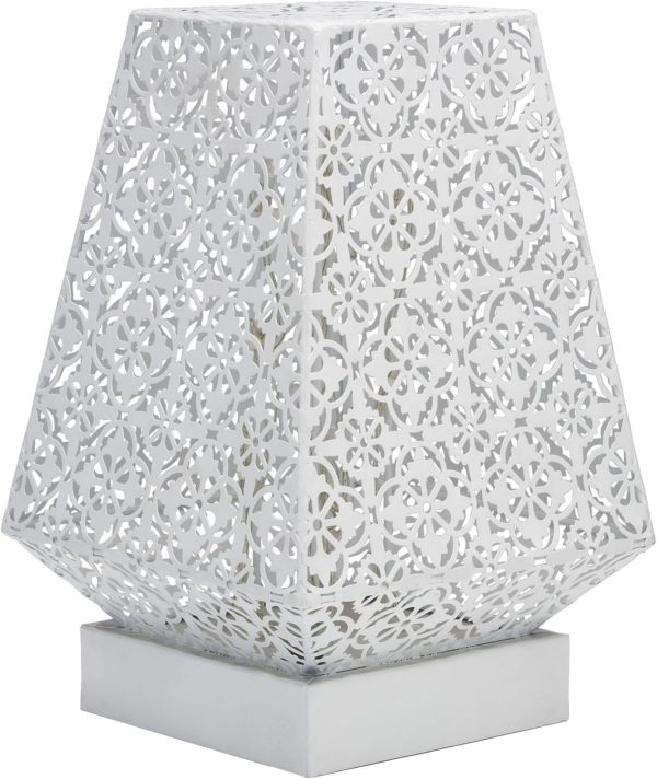 Alpine Corporation LGB104M-WT 10" Tall Tabletop Lamp with Chain Style Filament LED Lights