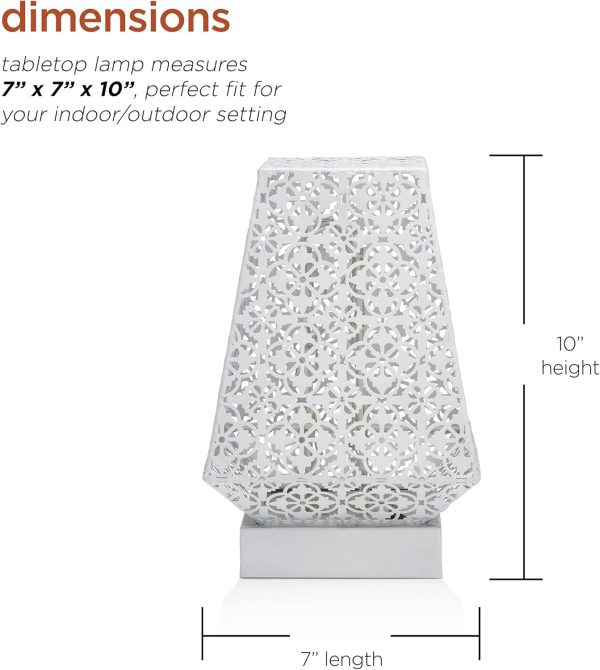 Alpine Corporation LGB104M-WT 10" Tall Tabletop Lamp with Chain Style Filament LED Lights - Image 2