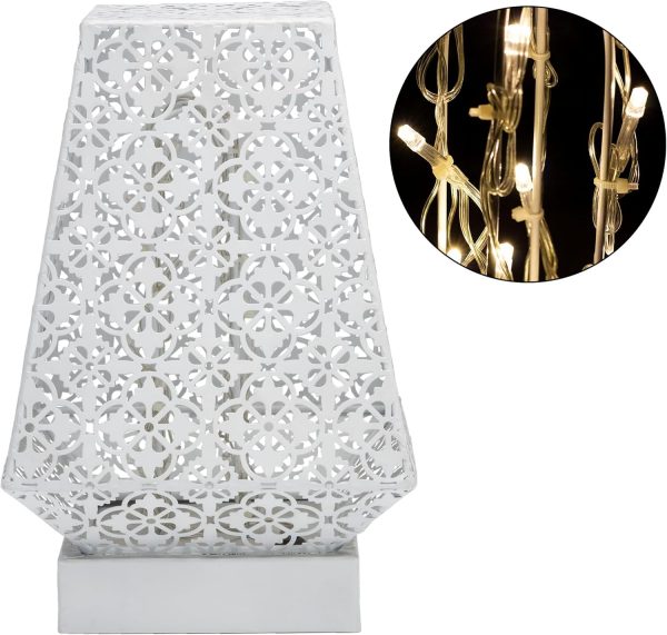 Alpine Corporation LGB104M-WT 10" Tall Tabletop Lamp with Chain Style Filament LED Lights - Image 3