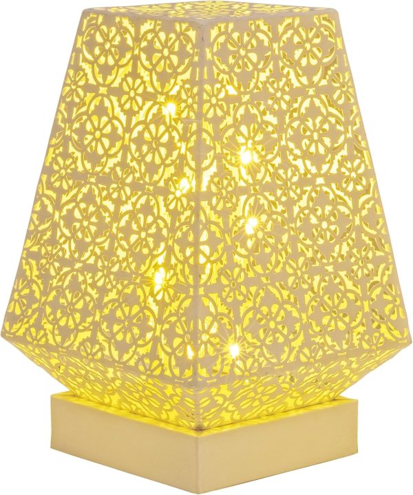Alpine Corporation LGB104M-WT 10" Tall Tabletop Lamp with Chain Style Filament LED Lights - Image 5