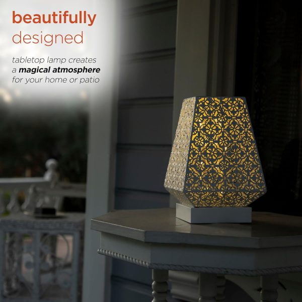 Alpine Corporation LGB104M-WT 10" Tall Tabletop Lamp with Chain Style Filament LED Lights - Image 6