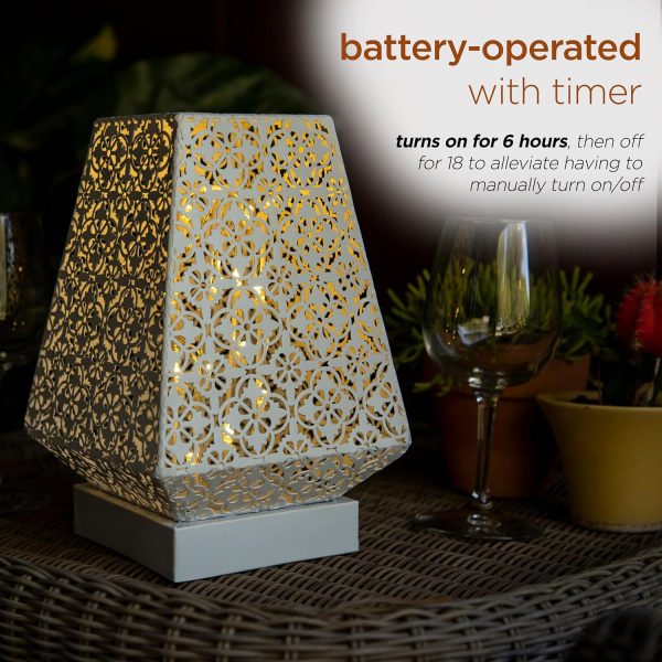Alpine Corporation LGB104M-WT 10" Tall Tabletop Lamp with Chain Style Filament LED Lights - Image 7