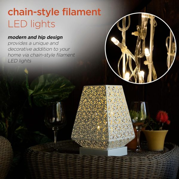 Alpine Corporation LGB104M-WT 10" Tall Tabletop Lamp with Chain Style Filament LED Lights - Image 8