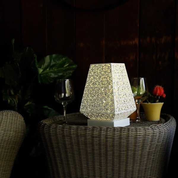 Alpine Corporation LGB104M-WT 10" Tall Tabletop Lamp with Chain Style Filament LED Lights - Image 9