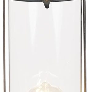 Alpine Corporation ILT102HH-L-GD Gold Metal & Glass Lantern with Warm White LED Light, LED Patio Light, 21" H, Large, Gold
