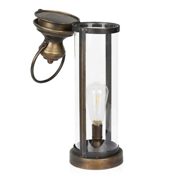 Alpine Corporation ILT102HH-L-GD Gold Metal & Glass Lantern with Warm White LED Light, LED Patio Light, 21" H, Large, Gold - Image 9