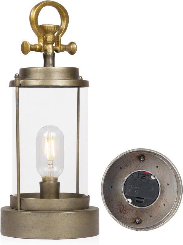 Alpine Corporation ILT102HH-L-GD Gold Metal & Glass Lantern with Warm White LED Light, LED Patio Light, 21" H, Large, Gold - Image 18