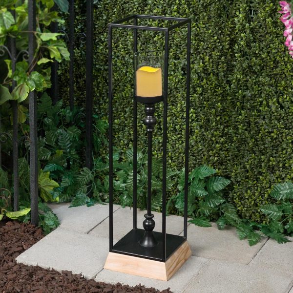Alpine Corporation ILT102HH-L-GD Gold Metal & Glass Lantern with Warm White LED Light, LED Patio Light, 21" H, Large, Gold - Image 26