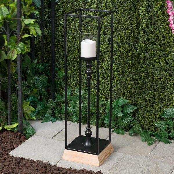 Alpine Corporation ILT102HH-L-GD Gold Metal & Glass Lantern with Warm White LED Light, LED Patio Light, 21" H, Large, Gold - Image 27