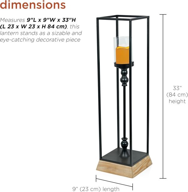 Alpine Corporation ILT102HH-L-GD Gold Metal & Glass Lantern with Warm White LED Light, LED Patio Light, 21" H, Large, Gold - Image 28