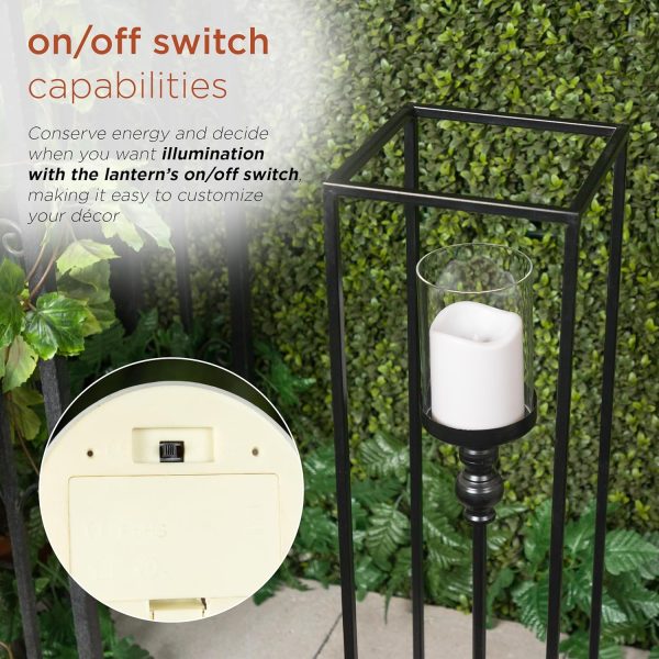 Alpine Corporation ILT102HH-L-GD Gold Metal & Glass Lantern with Warm White LED Light, LED Patio Light, 21" H, Large, Gold - Image 30