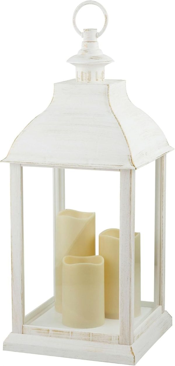 Alpine Corporation ILT102HH-L-GD Gold Metal & Glass Lantern with Warm White LED Light, LED Patio Light, 21" H, Large, Gold - Image 33