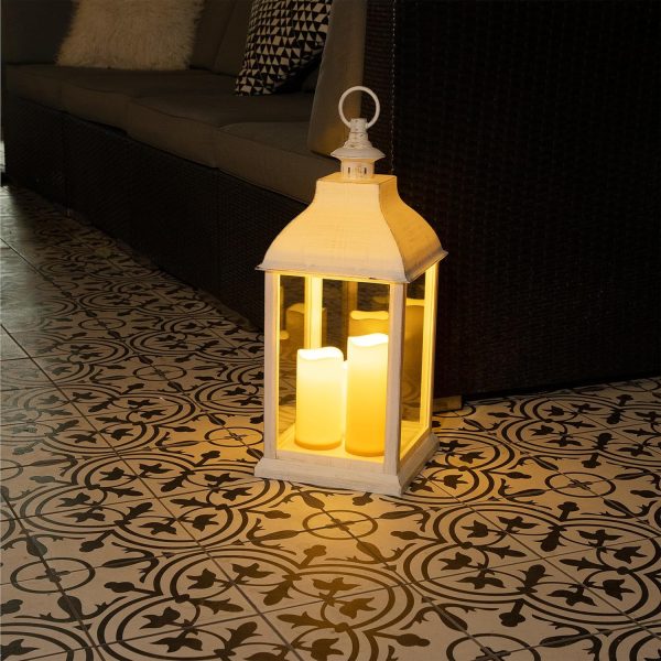 Alpine Corporation ILT102HH-L-GD Gold Metal & Glass Lantern with Warm White LED Light, LED Patio Light, 21" H, Large, Gold - Image 35