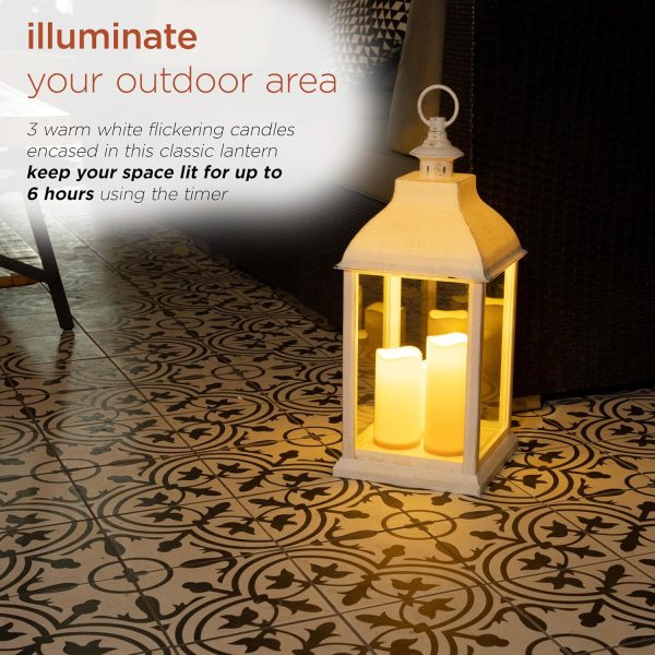 Alpine Corporation ILT102HH-L-GD Gold Metal & Glass Lantern with Warm White LED Light, LED Patio Light, 21" H, Large, Gold - Image 36
