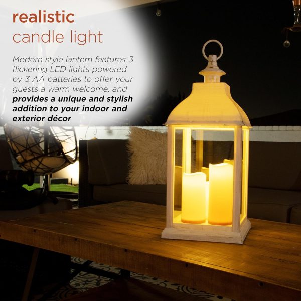 Alpine Corporation ILT102HH-L-GD Gold Metal & Glass Lantern with Warm White LED Light, LED Patio Light, 21" H, Large, Gold - Image 38