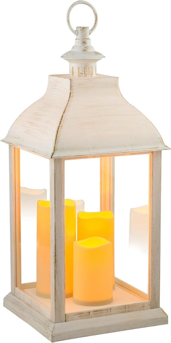 Alpine Corporation ILT102HH-L-GD Gold Metal & Glass Lantern with Warm White LED Light, LED Patio Light, 21" H, Large, Gold - Image 40