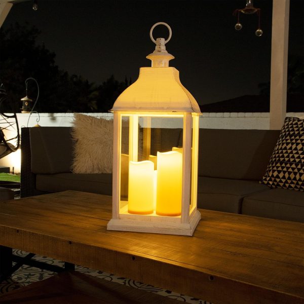 Alpine Corporation ILT102HH-L-GD Gold Metal & Glass Lantern with Warm White LED Light, LED Patio Light, 21" H, Large, Gold - Image 42