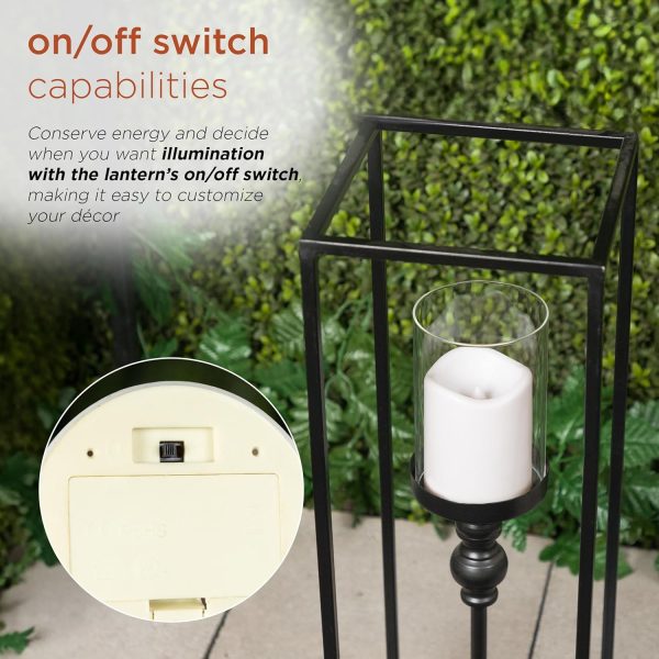 Alpine Corporation ILT102HH-L-GD Gold Metal & Glass Lantern with Warm White LED Light, LED Patio Light, 21" H, Large, Gold - Image 47