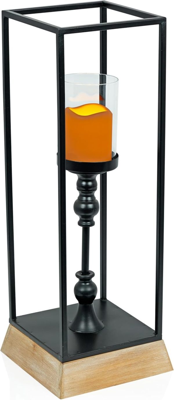 Alpine Corporation ILT102HH-L-GD Gold Metal & Glass Lantern with Warm White LED Light, LED Patio Light, 21" H, Large, Gold - Image 49