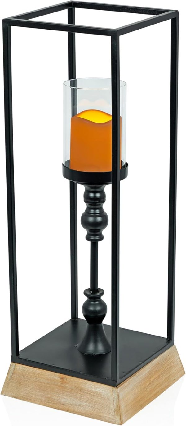 Alpine Corporation ILT102HH-L-GD Gold Metal & Glass Lantern with Warm White LED Light, LED Patio Light, 21" H, Large, Gold - Image 50