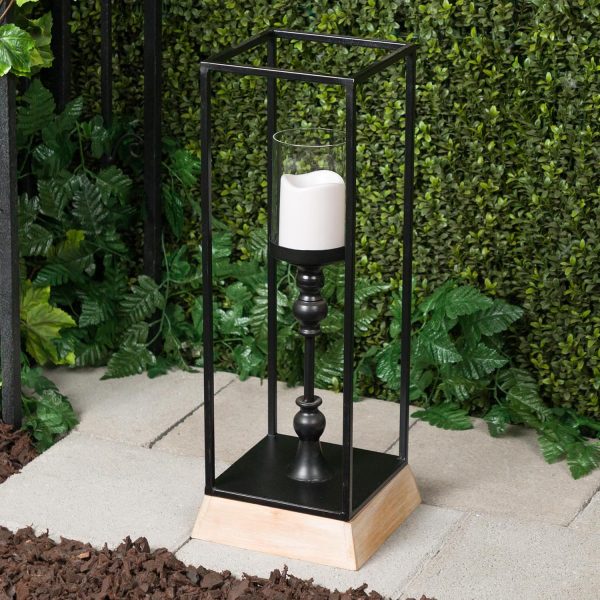 Alpine Corporation ILT102HH-L-GD Gold Metal & Glass Lantern with Warm White LED Light, LED Patio Light, 21" H, Large, Gold - Image 52