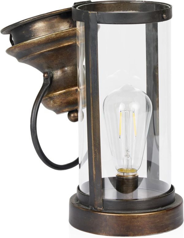 Alpine Corporation ILT102HH-L-GD Gold Metal & Glass Lantern with Warm White LED Light, LED Patio Light, 21" H, Large, Gold - Image 61