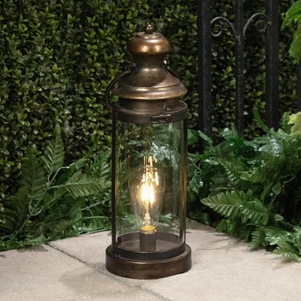 Alpine Corporation ILT102HH-L-GD Gold Metal & Glass Lantern with Warm White LED Light, LED Patio Light, 21" H, Large, Gold - Image 62