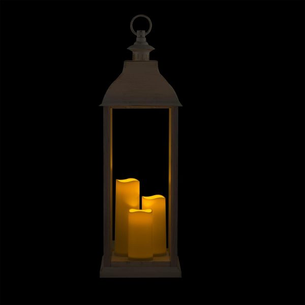 Alpine Corporation ILT102HH-L-GD Gold Metal & Glass Lantern with Warm White LED Light, LED Patio Light, 21" H, Large, Gold - Image 69