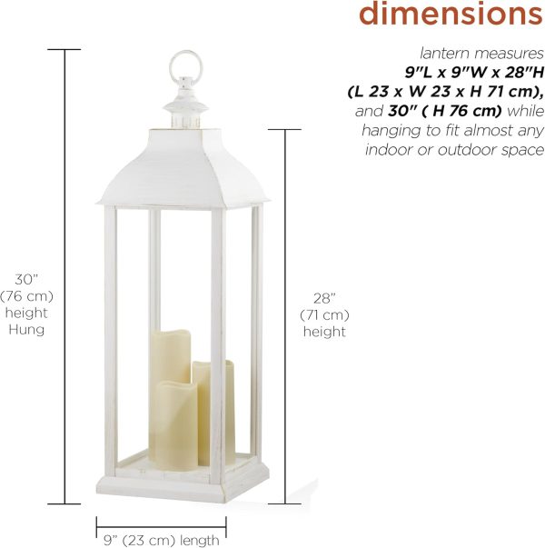 Alpine Corporation ILT102HH-L-GD Gold Metal & Glass Lantern with Warm White LED Light, LED Patio Light, 21" H, Large, Gold - Image 70