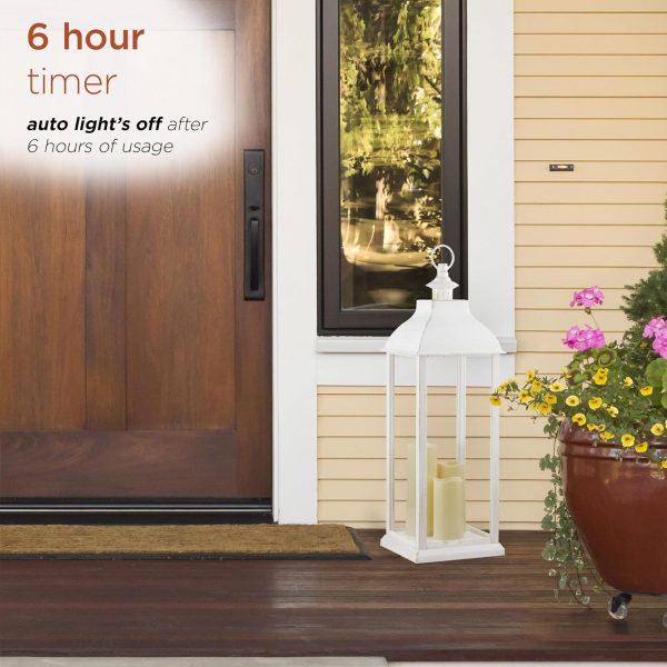 Alpine Corporation ILT102HH-L-GD Gold Metal & Glass Lantern with Warm White LED Light, LED Patio Light, 21" H, Large, Gold - Image 72