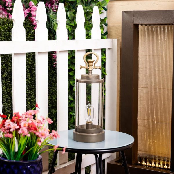 Alpine Corporation ILT102HH-L-GD Gold Metal & Glass Lantern with Warm White LED Light, LED Patio Light, 21" H, Large, Gold - Image 77