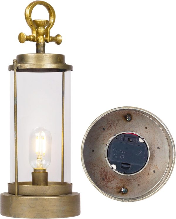 Alpine Corporation ILT102HH-L-GD Gold Metal & Glass Lantern with Warm White LED Light, LED Patio Light, 21" H, Large, Gold - Image 83