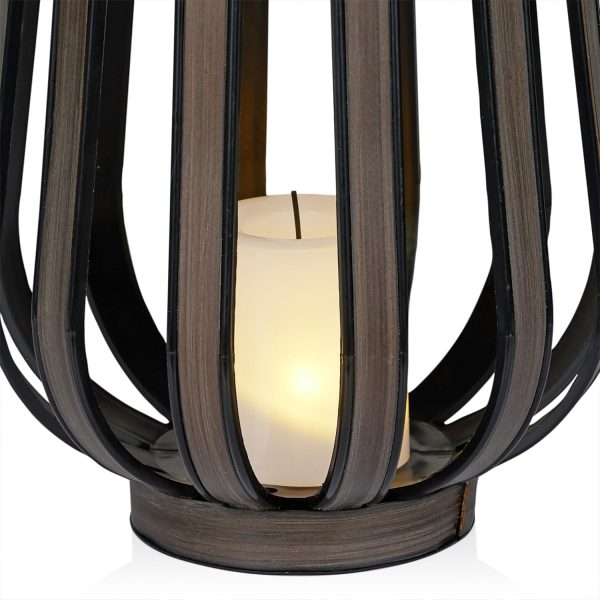 Alpine Corporation QER114SLR-HH-BR-TM Solar Cylindrical Plastic Lantern w/ LED Light, Sleek LED Decor for Deck & Patio, 12" H - Image 5