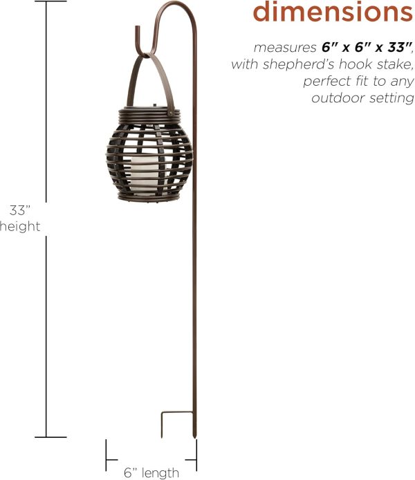 Alpine Corporation QER114SLR-HH-BR-TM Solar Cylindrical Plastic Lantern w/ LED Light, Sleek LED Decor for Deck & Patio, 12" H - Image 15