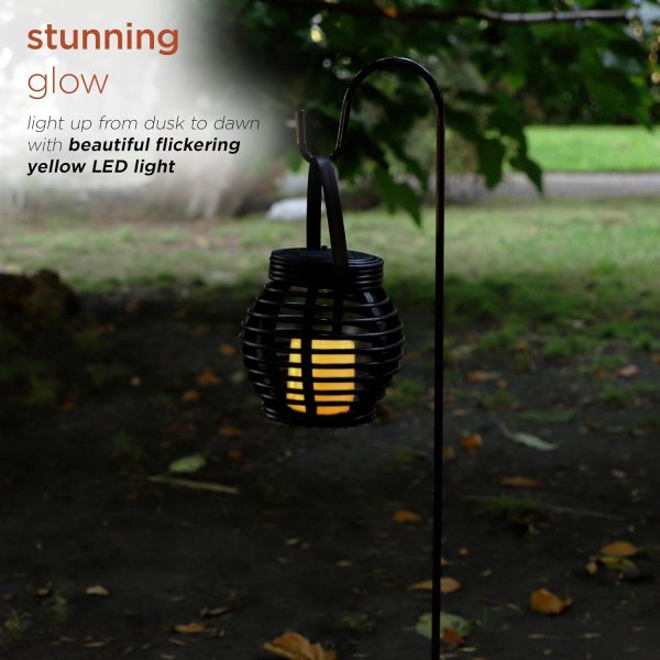 Alpine Corporation QER114SLR-HH-BR-TM Solar Cylindrical Plastic Lantern w/ LED Light, Sleek LED Decor for Deck & Patio, 12" H - Image 16