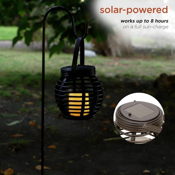 Alpine Corporation QER114SLR-HH-BR-TM Solar Cylindrical Plastic Lantern w/ LED Light, Sleek LED Decor for Deck & Patio, 12" H - Image 18