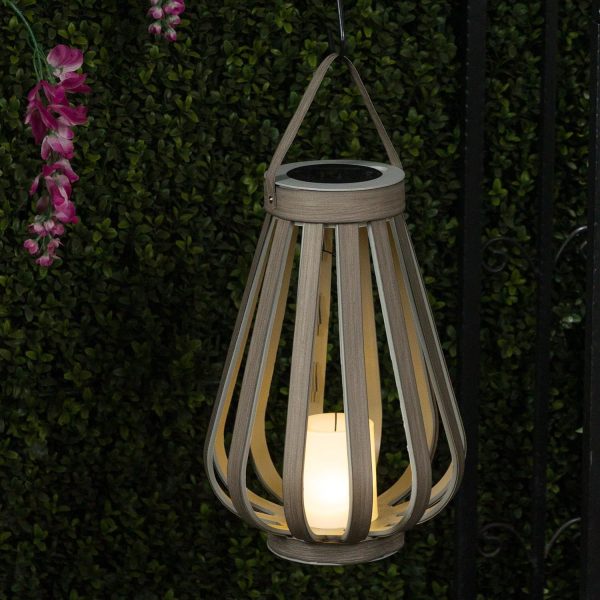 Alpine Corporation QER114SLR-HH-BR-TM Solar Cylindrical Plastic Lantern w/ LED Light, Sleek LED Decor for Deck & Patio, 12" H - Image 29