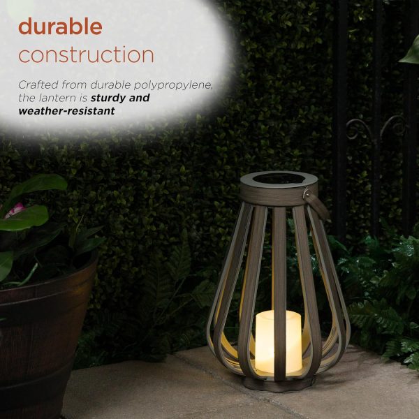 Alpine Corporation QER114SLR-HH-BR-TM Solar Cylindrical Plastic Lantern w/ LED Light, Sleek LED Decor for Deck & Patio, 12" H - Image 31