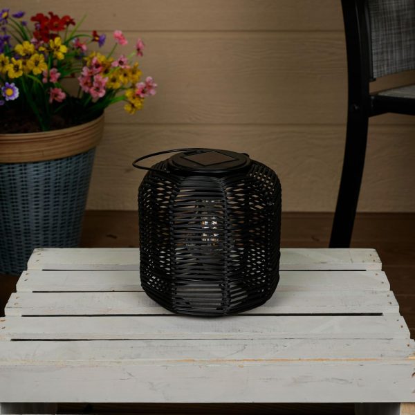 Alpine Corporation QER114SLR-HH-BR-TM Solar Cylindrical Plastic Lantern w/ LED Light, Sleek LED Decor for Deck & Patio, 12" H - Image 32