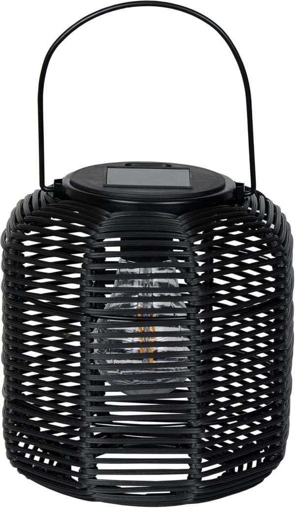 Alpine Corporation QER114SLR-HH-BR-TM Solar Cylindrical Plastic Lantern w/ LED Light, Sleek LED Decor for Deck & Patio, 12" H - Image 33