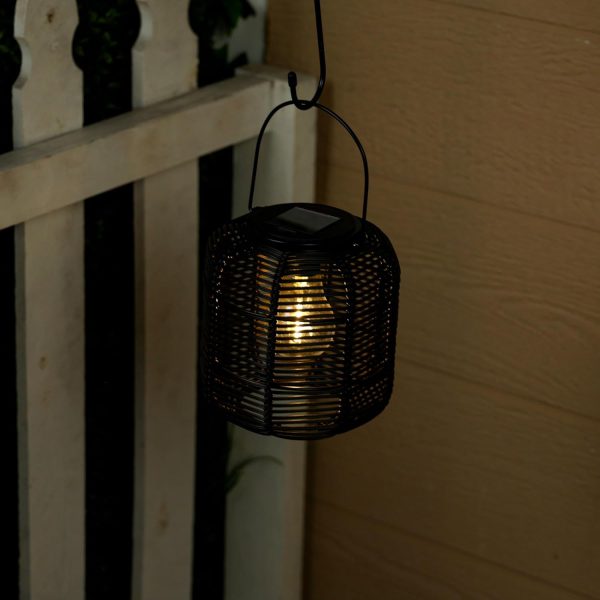 Alpine Corporation QER114SLR-HH-BR-TM Solar Cylindrical Plastic Lantern w/ LED Light, Sleek LED Decor for Deck & Patio, 12" H - Image 35