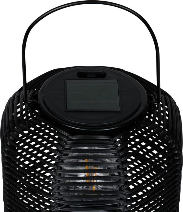Alpine Corporation QER114SLR-HH-BR-TM Solar Cylindrical Plastic Lantern w/ LED Light, Sleek LED Decor for Deck & Patio, 12" H - Image 37