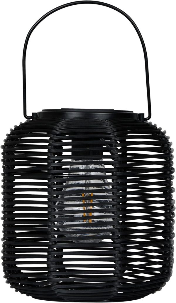 Alpine Corporation QER114SLR-HH-BR-TM Solar Cylindrical Plastic Lantern w/ LED Light, Sleek LED Decor for Deck & Patio, 12" H - Image 38