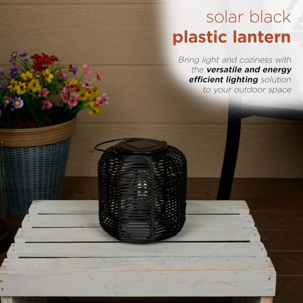 Alpine Corporation QER114SLR-HH-BR-TM Solar Cylindrical Plastic Lantern w/ LED Light, Sleek LED Decor for Deck & Patio, 12" H - Image 39