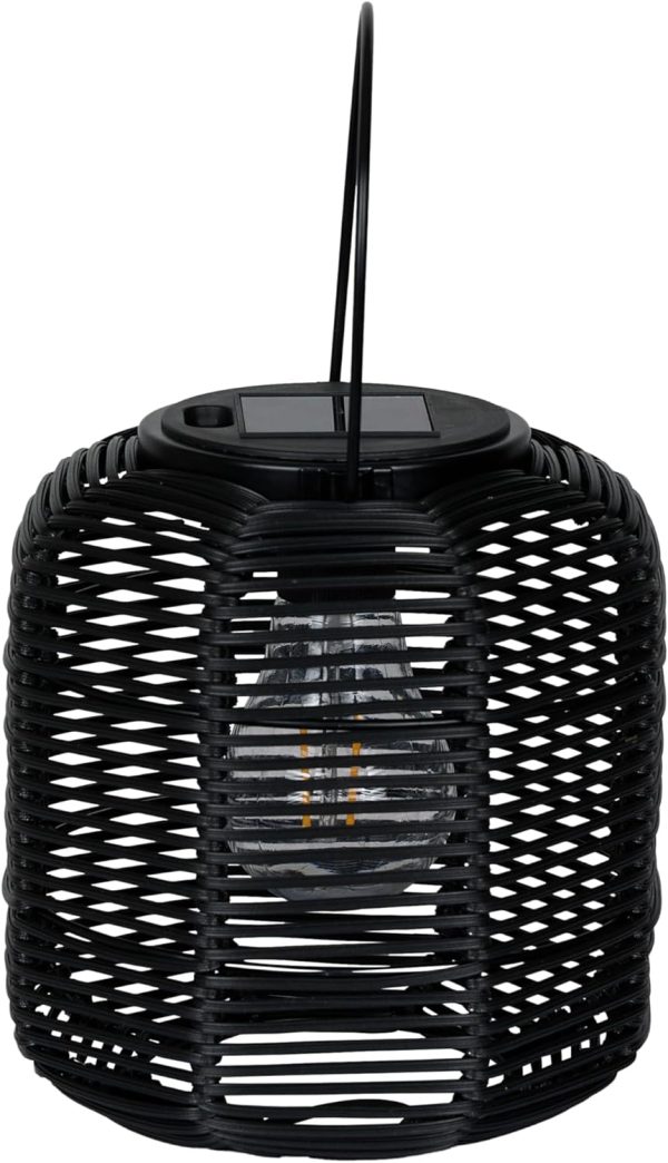 Alpine Corporation QER114SLR-HH-BR-TM Solar Cylindrical Plastic Lantern w/ LED Light, Sleek LED Decor for Deck & Patio, 12" H - Image 42